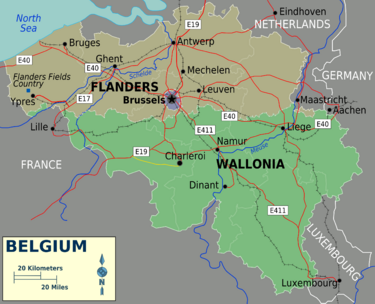 Map of Belgium Rigions